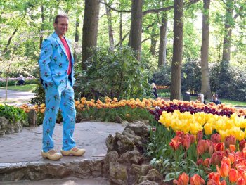 Patrick standing in the Keukenhof Tulip Gardens near Amsterdam.