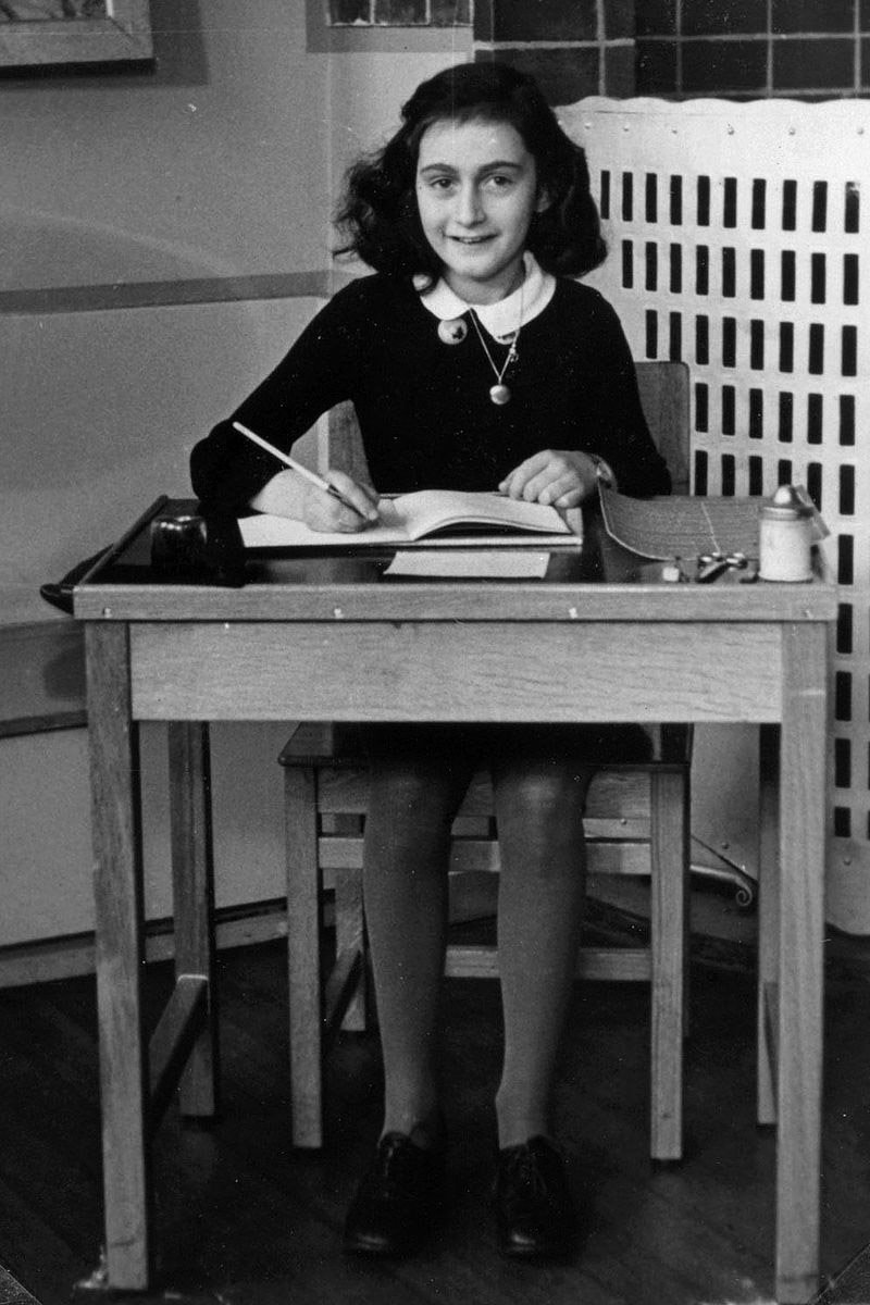 Anne Frank at School 1940 (source: Wikimedia Commons)