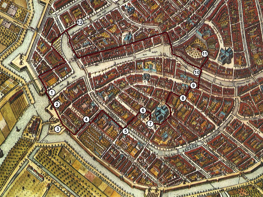 Map of Leiden made by Dutch cartographer Joan Blaeu in 1649.