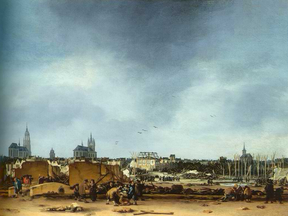 View of Delft after the Delft explosion of 1664. by Egbert Lievensz. van der Poel (1654)
